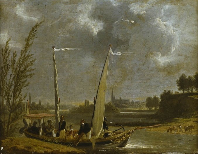 Louis Philippe et la Famille royale en barque à Neuilly, Adolphe Eugène Gabriel Roehn, 1er quart 19e siècle