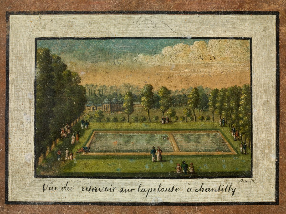 Vue du réservoir sur la pelouse à Chantilly, Jacques-Antoine Beaufort, 18e siècle
