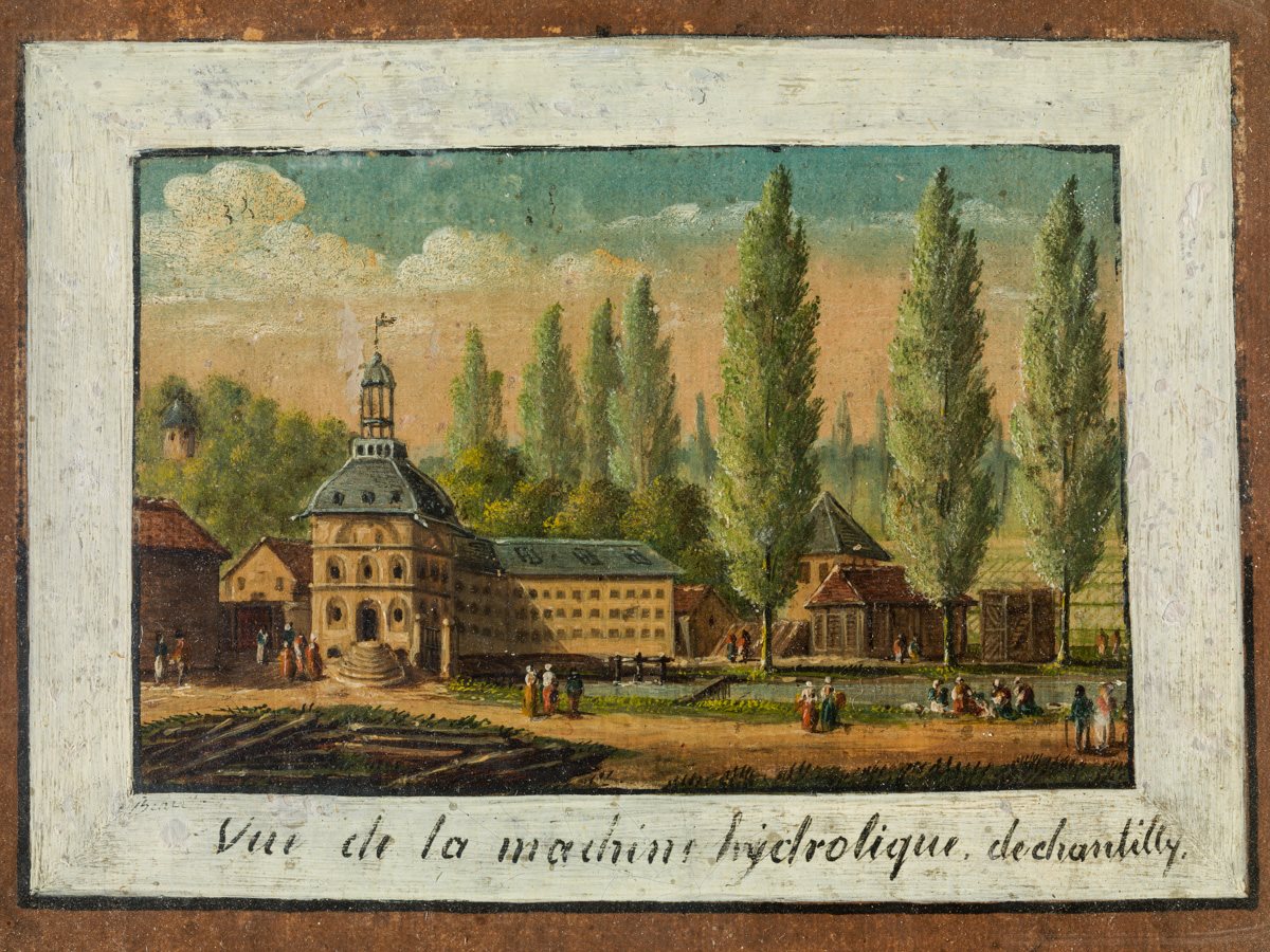 Vue de la machine hydraulique à Chantilly, Jacques-Antoine Beaufort,, 18e siècle