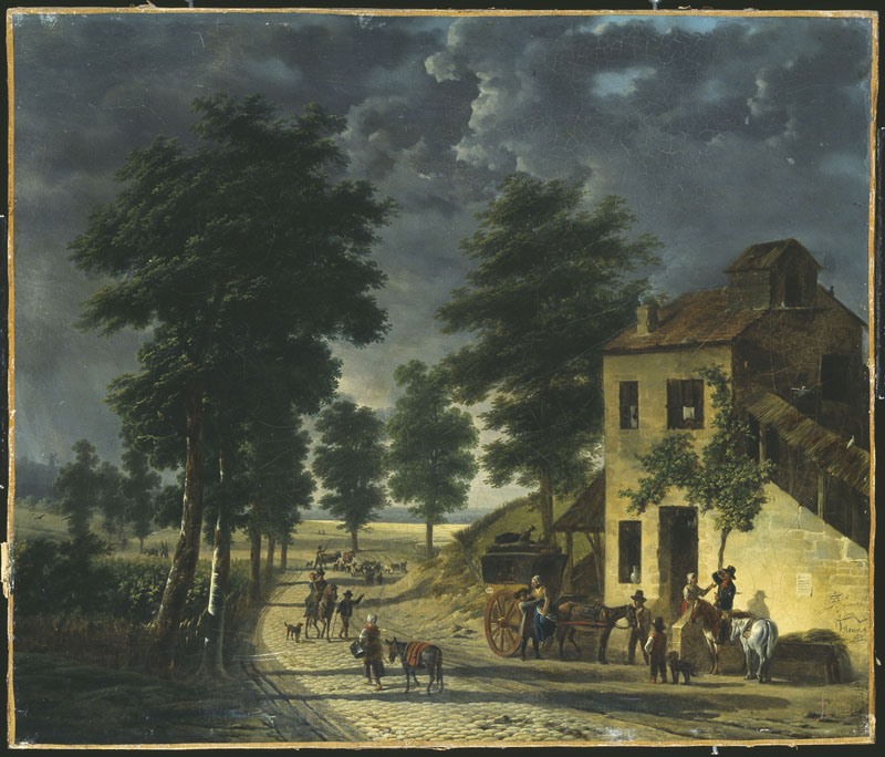 Le relais de poste du Coeur Volant à Louveciennes, Adolphe-Eugène-Gabriel Roehn, 19e siècle