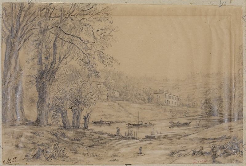 La Seine à Billancourt, Charles Émile Cuisin, 1865