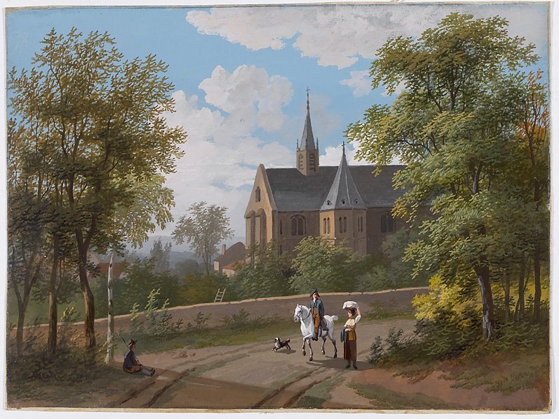 Vue de l'Eglise de Montmorency en 1815, Louis Gadbois, 1815