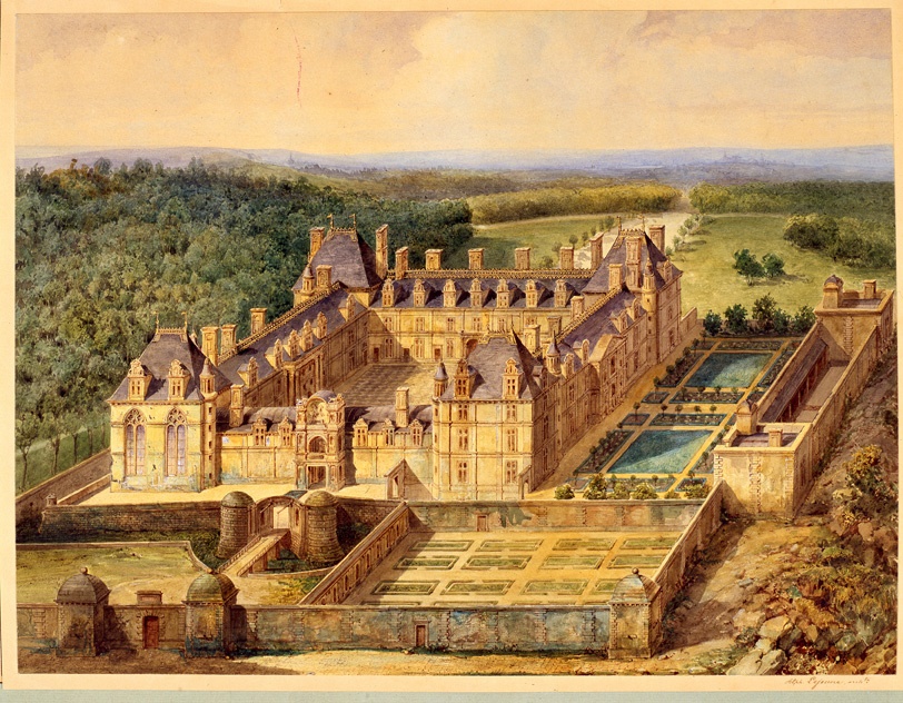 Vue du Château d'Ecouen au XIXe, Alphonse Lejeune, 1851