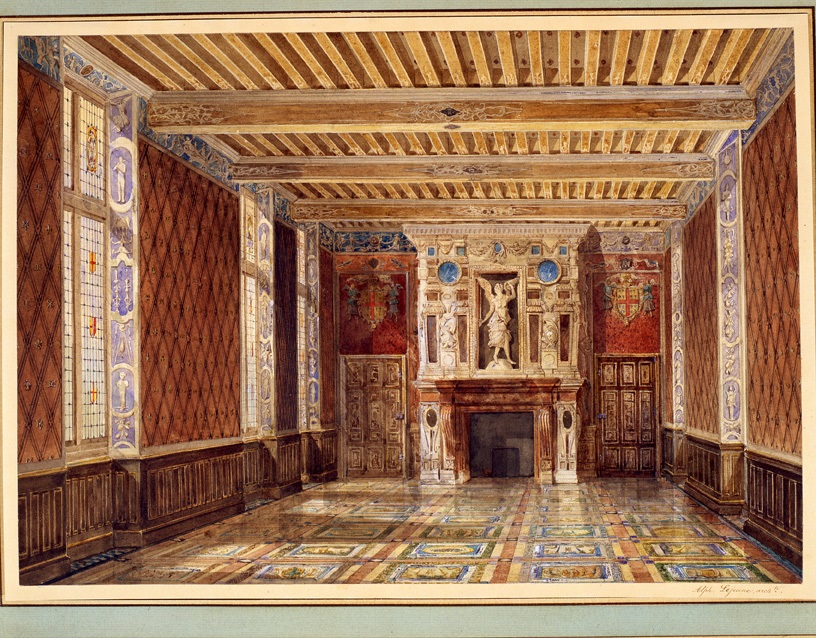 Le château d'Ecouen - La Salle des gardes, Alphonse Lejeune, 1840