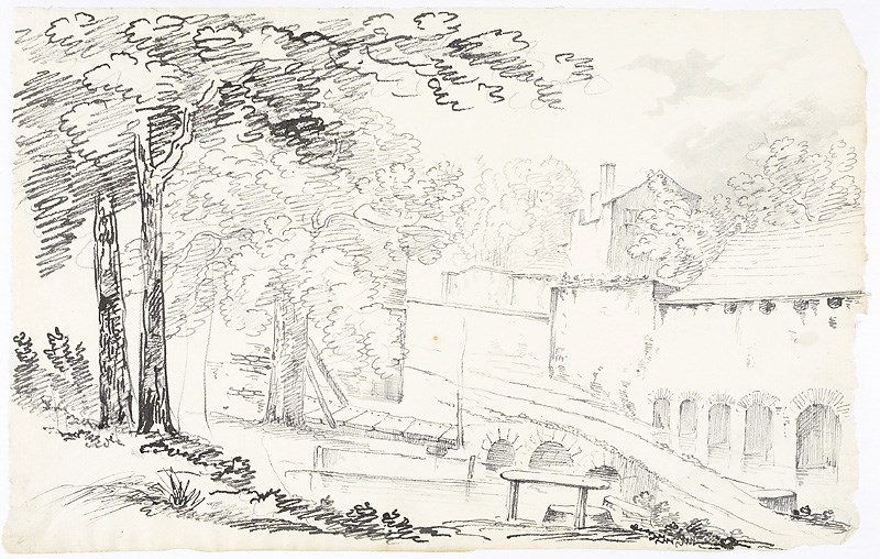 Arcueil - lavoir près de l'aqueduc, John Claude Nattes, 1802-1803