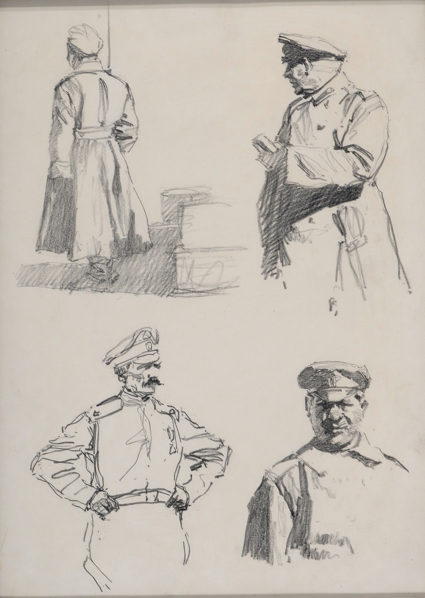 Portraits d'officiers russes au camp de Mailly, Maurice Joron, 1916