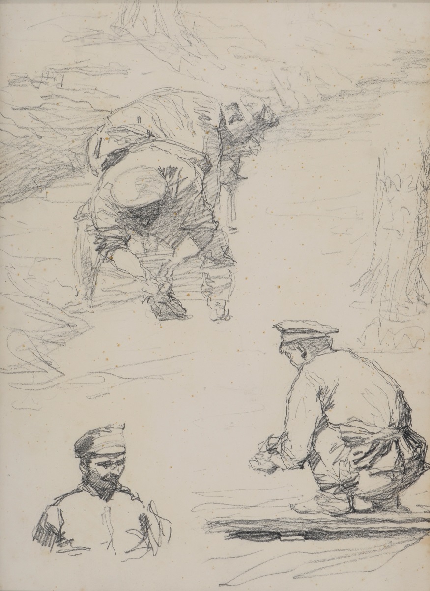 Soldats russes se lavant dans un ruisseau, Maurice Joron, 1916