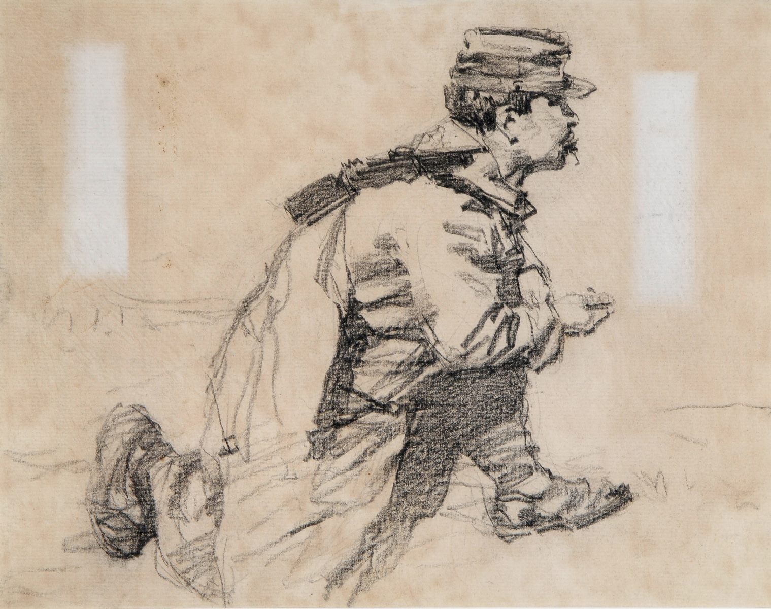 Soldats français agenouillé en observation, Maurice Joron, 1914