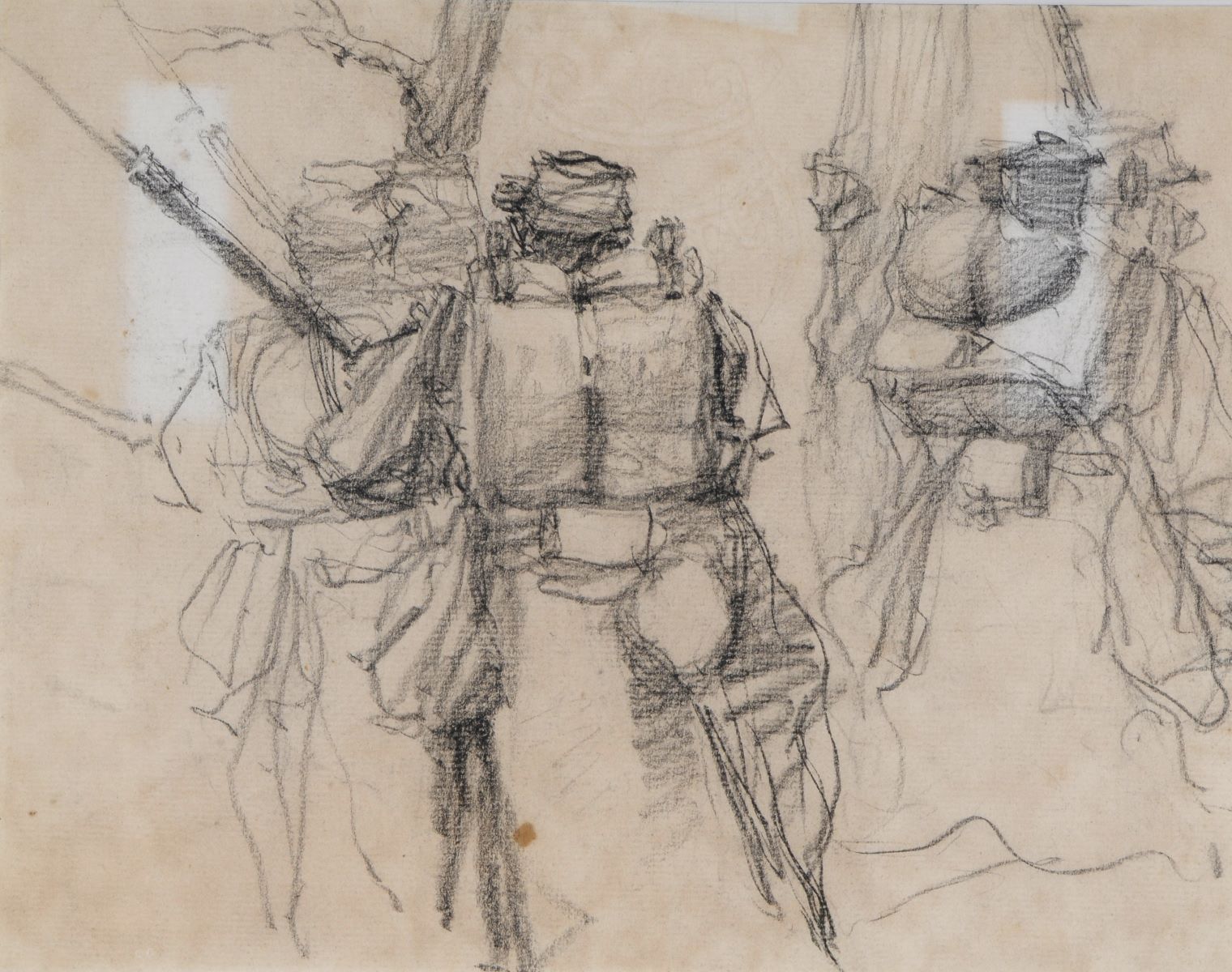 Soldats français marchant vers l'ennemi vus de dos, Maurice Joron, 1914