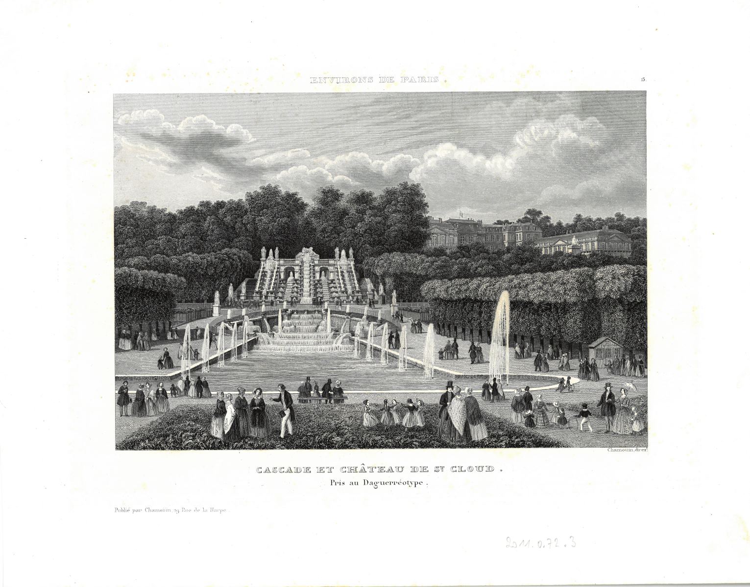 Cascade et château de St-Cloud. Pris au daguerréotype, Jean Baptiste Marie Chamouin, 1855
