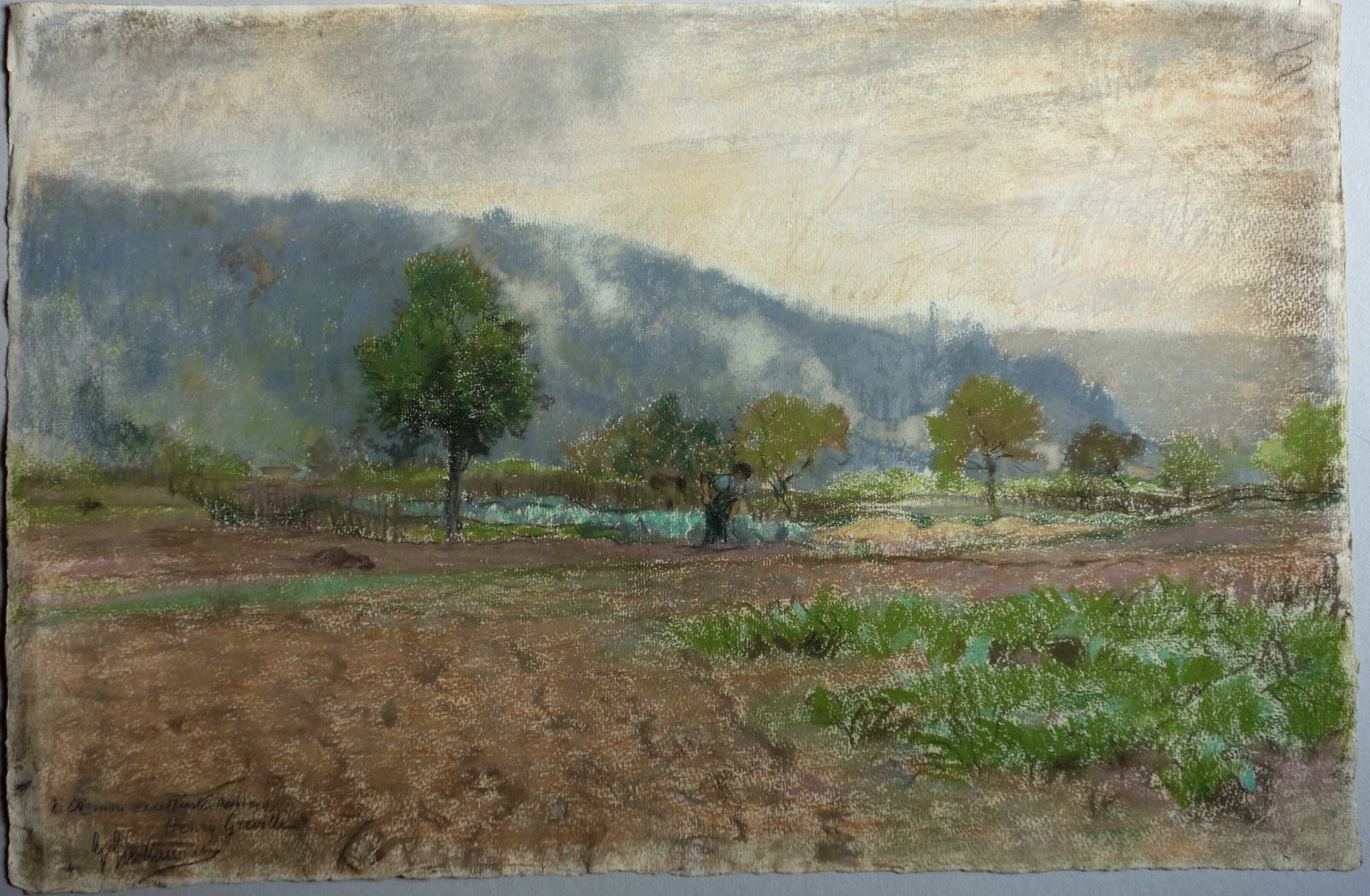 Paysage avec un paysan bêchant, Gustave Guillaumet, 2e moitié 19e siècle