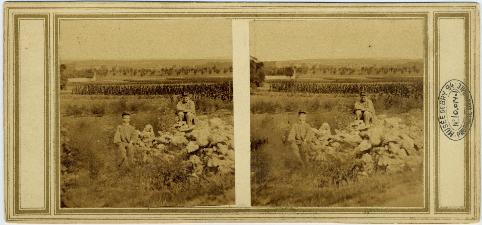 Vue du plateau de Villiers avec deux enfants au premier plan, Alexandre Valtier, 1859