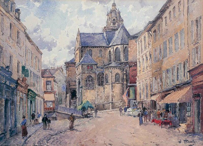 Vue du chevet de Saint-Maclou par la rue de l'Hôtel-de-Ville de Pontoise, William Thornley, 1920