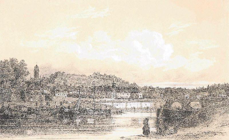 La Ville de Pontoise, vue générale prise du Clos de Marcouville, Adolphe d' Hastrel, 1855