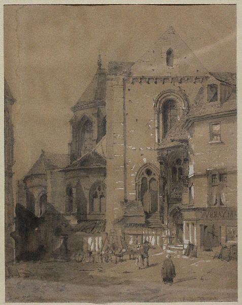 La Cathédrale Saint-Maclou vue de la place du Grand Martroy, André Durand, 1848