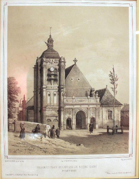 Façade et place de l'église Notre-Dame, Adolphe d' Hastrel, 1866