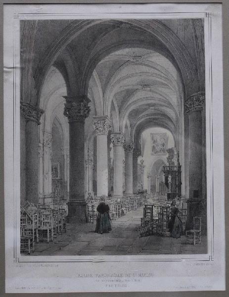 Intérieur de l'église Saint-Maclou, Pontoise, Adolphe d' Hastrel, 19e siècle