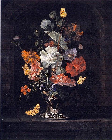 Vase de fleurs et quelques papillons, Coenraet Roepel