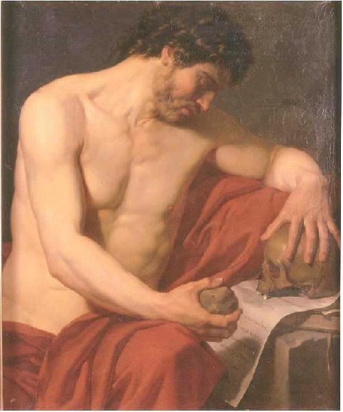 Homme méditant sur la mort (Concours de la demi-figure, Académie Royale, 1786), Anne Louis Girodet De Roucy-Trioson, 1786