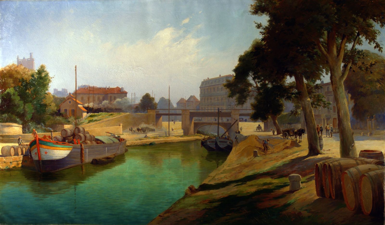Narbonne - les quais des négociants en vin ; Le canal de la Robine et la chambre de Commerce (Narbonne) (titre ancien)_0
