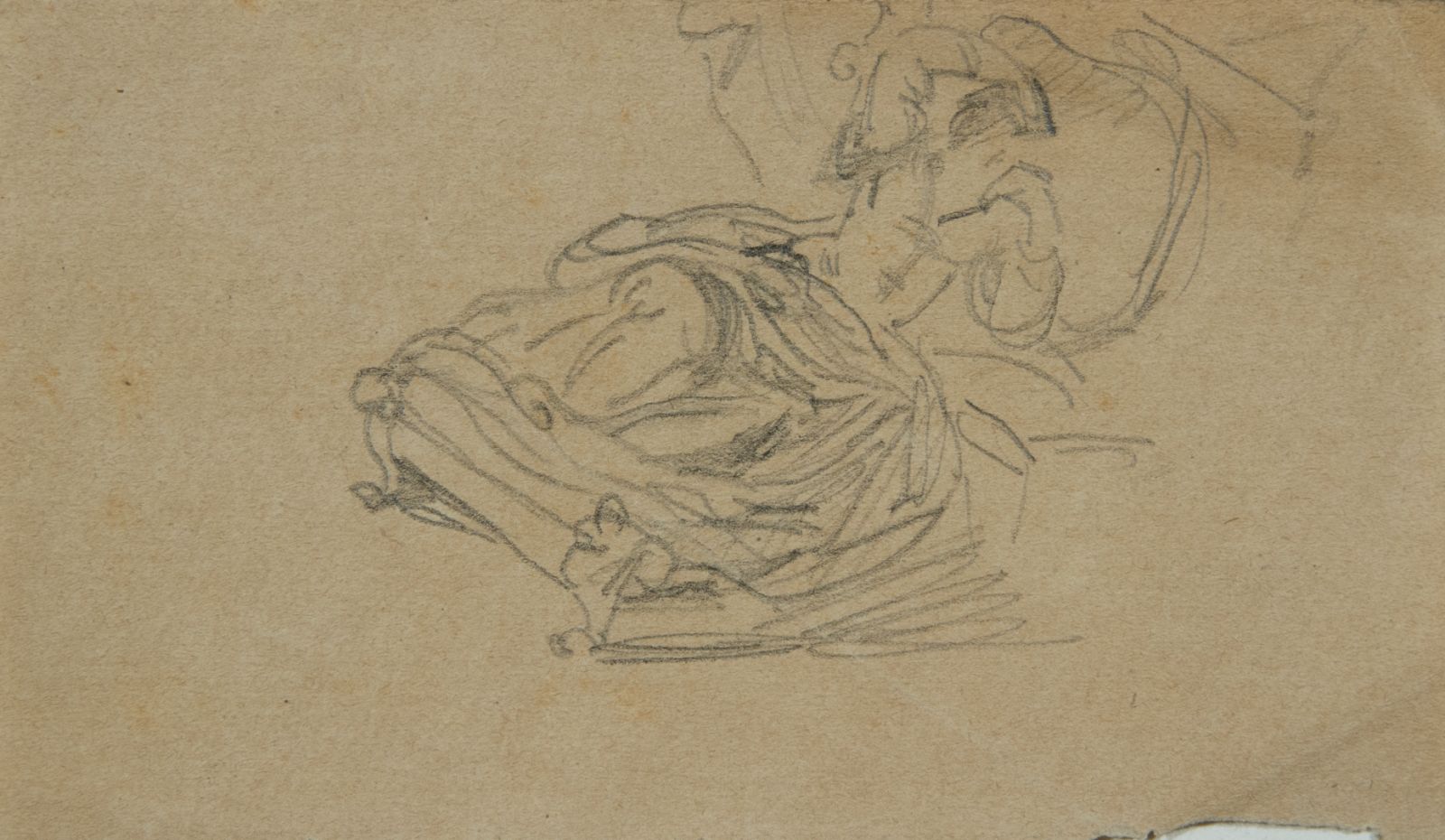 Croquis d'un personnage étendu sur un lit_0