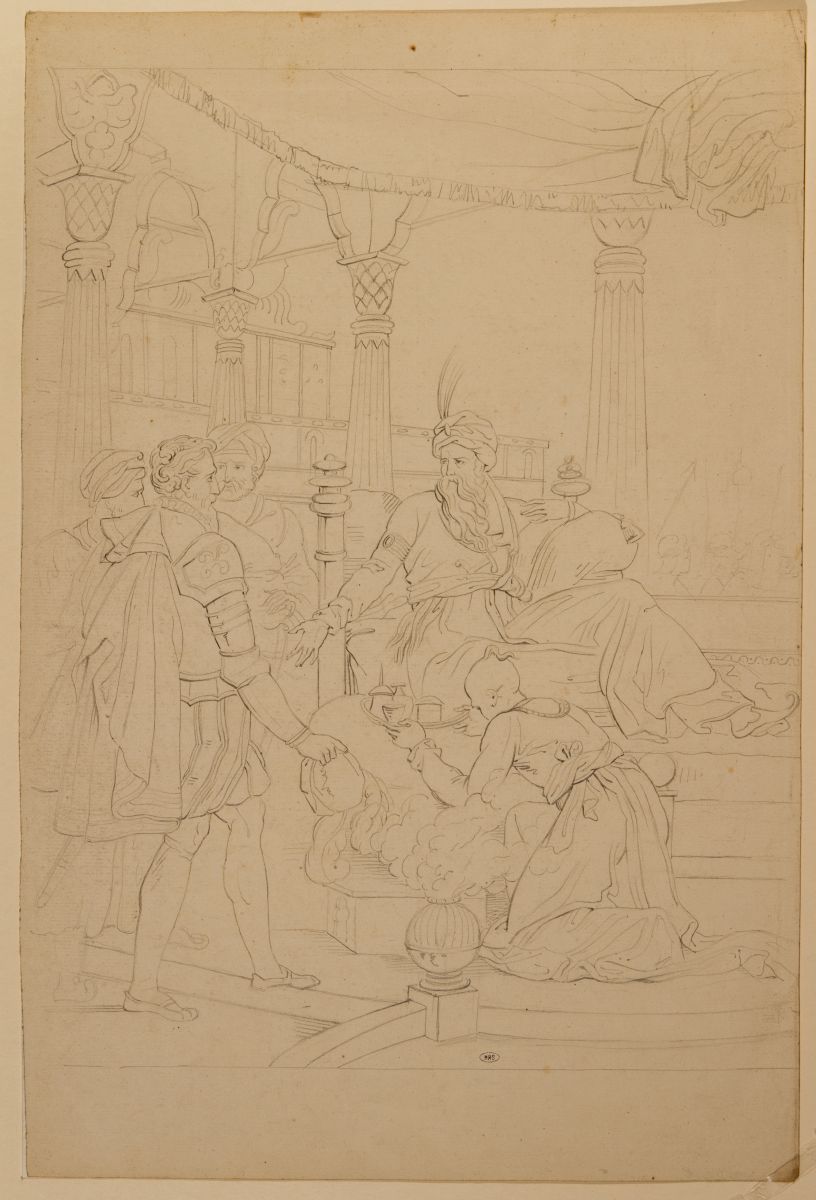 Pacha, empereur ottoman dans son palais accueillant un émissaire_0