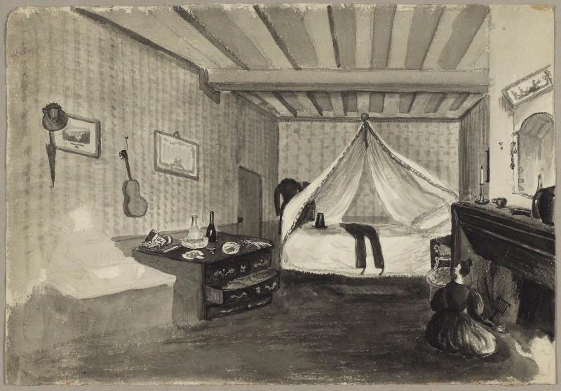 Femme dans une chambre, Léon Alegre, 19e siècle