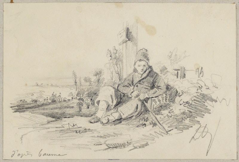 Soldat assis d'après Baume, Léon Alegre, 19e siècle