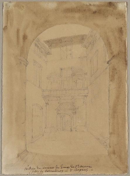 Entrée du couvent des Dames de Saint Maur à Bagnols, Léon Alegre, 19e siècle