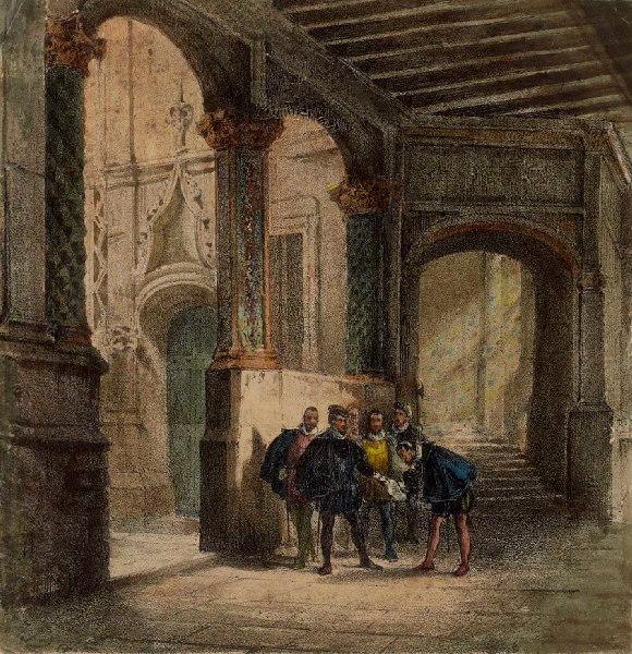 Scène dans un château, Léon Alegre, 19e siècle