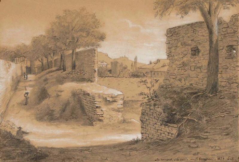 Les remparts de Bagnols : brèche sur St Bernard, Léon Alegre, 1879