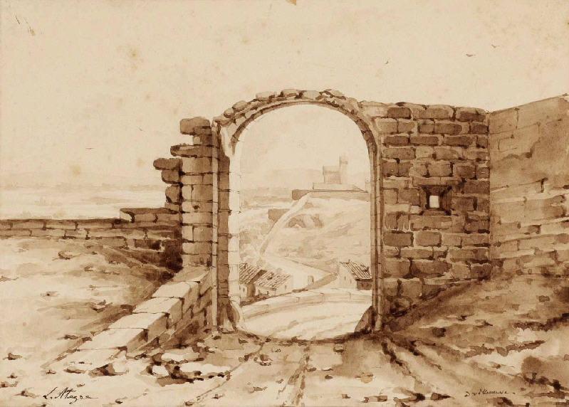 Villeneuve-lès-Avignon vu du Fort Saint-André, Léon Alegre, 19e siècle