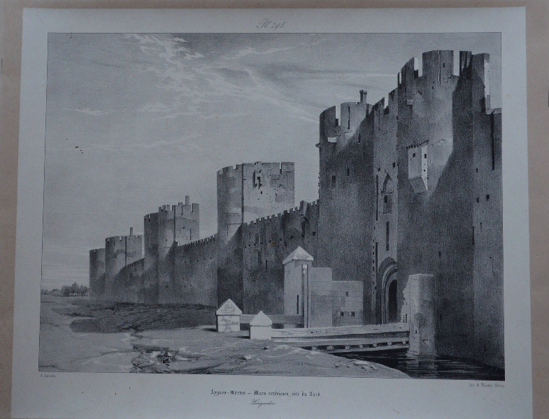 Murs extérieurs d'Aigues-Mortes, côté nord, Adrien Dauzats