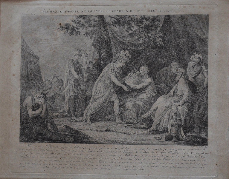 Télémaque apporte à Phalante les cendres de son frère Hippias (Télémaque apporte à Phalante les cendres de son frère Hippias), Antoine Borel, 18e siècle