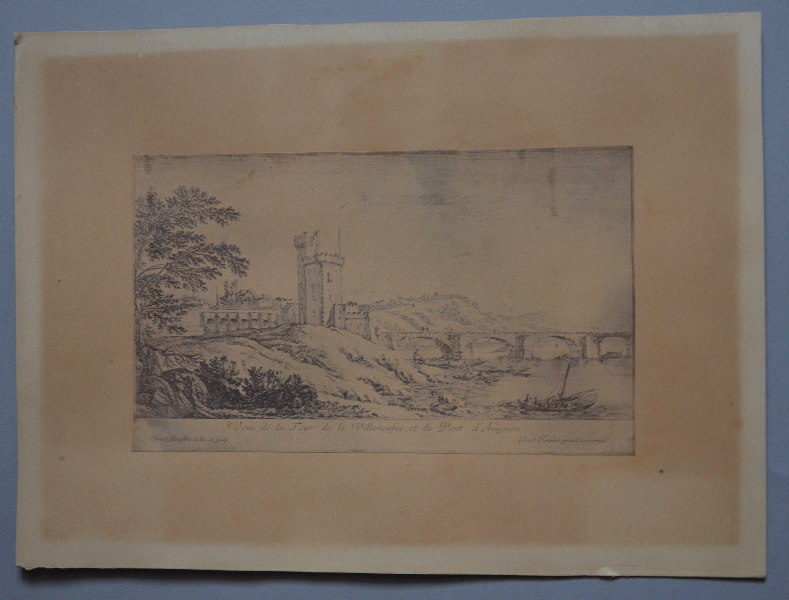 Vue de la tour de Villeneuve et du pont d'Avignon, Israël Henriet, 1654