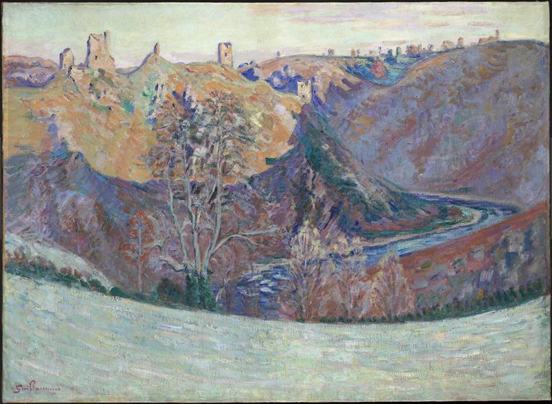 Crozant, les ruines côté de la Creuse, le matin ; La Creuse et les ruines de Crozant ; Les Ruines de Crozant_0