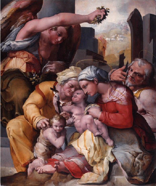 Sainte Famille avec sainte Elisabeth, le petit saint Jean-Baptiste et un ange, Giovanni Francesco Bezzi, 1545,1550