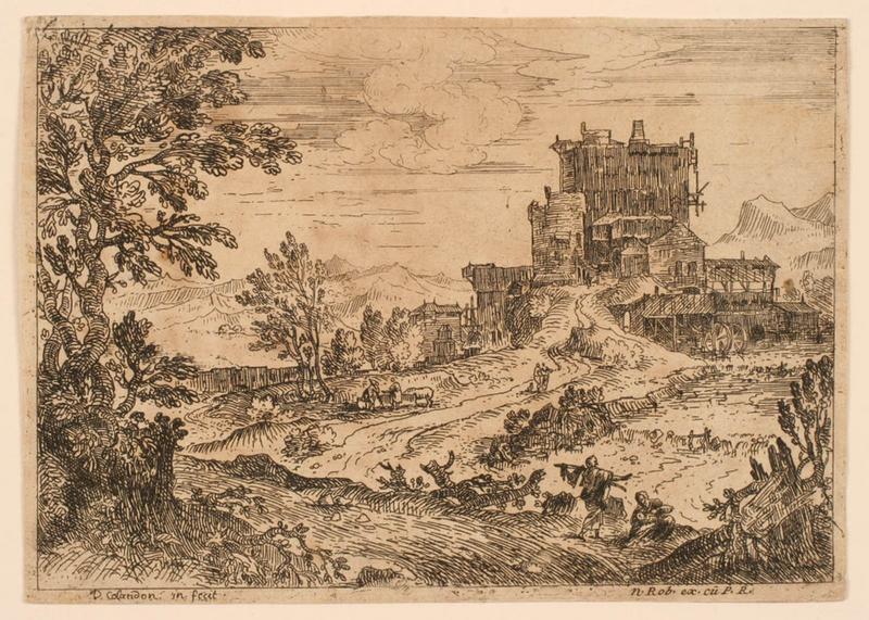 Paysage au donjon, Denis Colandon, 1686