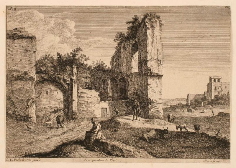 La vieille femme assise dans un paysage de ruines_0
