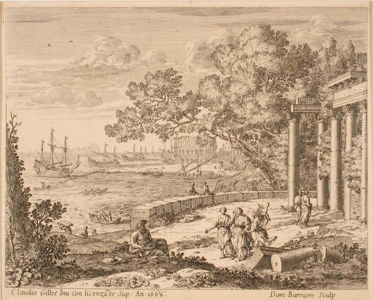 Paysage portuaire antique ; Mercure, Hersé et Aglaure_0