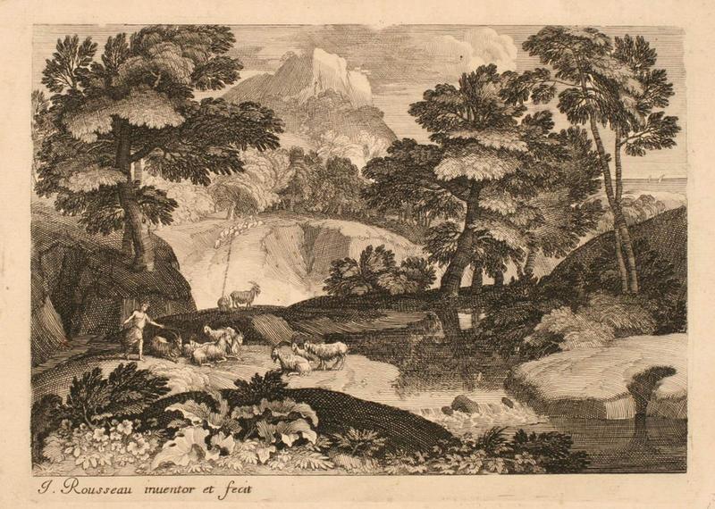 Paysage au berger et son troupeau de chèvres (Feuille en largeur), Jacques Rousseau, 1694