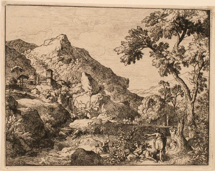 Paysage aux deux baigneurs, Francisque Millet, 1680