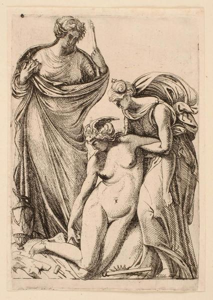 Génie de la Sculpture soutenu par l'Etude sous la bienveillance de la France, Pierre II Biard, 1ère moitié 17e siècle
