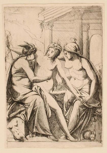 L'Architecture, la Peinture et la Sculpture discutant devant un temple, Pierre II Biard, 1ère moitié 17e siècle