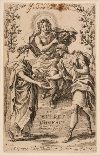 Frontispice ; Calliope offrant la lyre à Horace_0