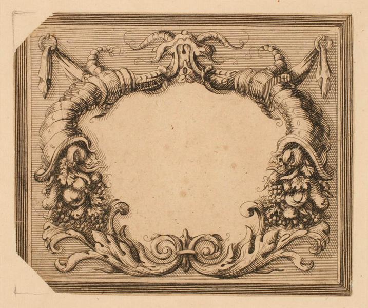 Cartouche flanqué par deux cornes d'abondance_0