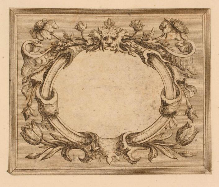 Cartouche flanqué d'un masque feuillagé_0