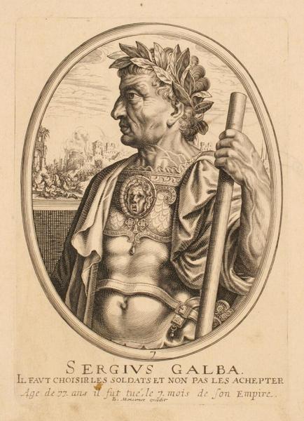 Ensemble de trois portraits d'empereurs romains : Sergius Galba ; Portrait de Sergius Galba_0