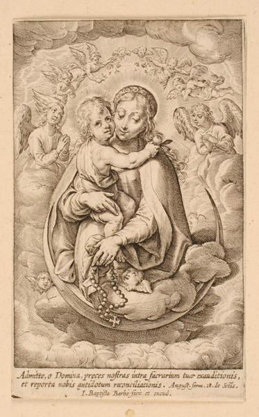 Vierge à l'Enfant au rosaire sur le croissant, Jean-Baptiste Barbé, 1650