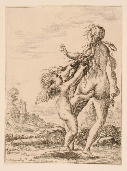 SCOLA D'AMORE (n°11) : L'Amour tirant les cheveux de Vénus, Pierre Scalberge, 1638